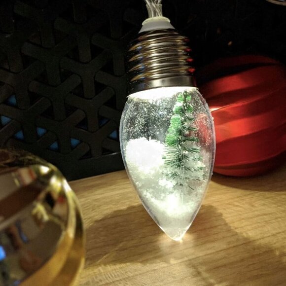 Christmas Snow Globe String Lights Bottle Brush Trees 2.5 Ft Battery LED Festive - Picture 4 of 8